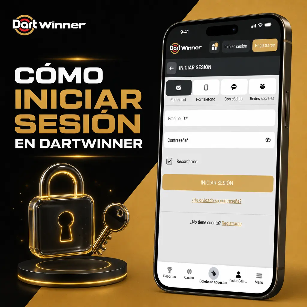 Guía paso a paso para iniciar sesión en DartWinner y acceder a tu cuenta, saldo e historial de apuestas.