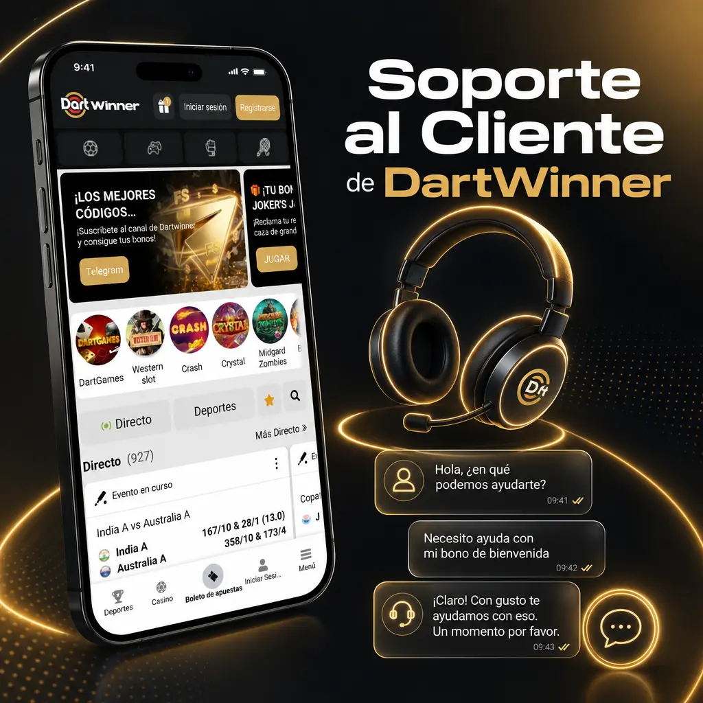 Soporte al cliente de DartWinner: chat en vivo, correo, WhatsApp y centro de ayuda para consultas de pagos